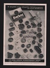 SCHALKSMÜHLE, Werbung 1939, Gebrüder Berker Spezialfabrik Elektrotechnische Appa
