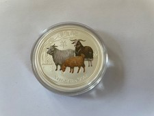 Australien, 1 Oz Silber, Lunar II Ziege 2015 color farbig, 1A Zustand 