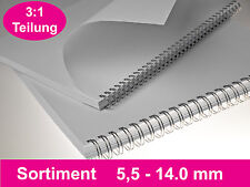 100 Drahtbinderücken 3:1, SET 6.9 bis 14.3 mm,DIN A4 silber - RENZ Bindeelemente