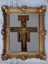 Gemälde Orthodoxe Christentum Jesus Christus am Kreuz Bild mit Rahmen 56x46 cm