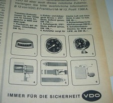 VW Käfer Öldruckmesser VDO Speedwell Motometer Bus VW Typ 3 TL Werbung GF 1966 5