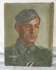 Porträt Ölgemälde Deutscher Kamerad  Wehrmacht/Foto/ 2. Wk auf Leinensack.