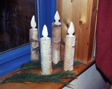Kerze Birkenstamm - Adventskerze Weihnachten Deko Handarbeit Birkenholz weiß