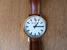 Mondaine Uhr Leder Armband SBB, vergoldet 700 Jahre Schweiz, M7606.209