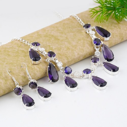Lila amethyst halskette - amethyst,