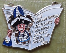 Karnevalsorden 1982 Kölner Funken-Artillerie Blau-Weiß 1870 e.V. Blaue Funken
