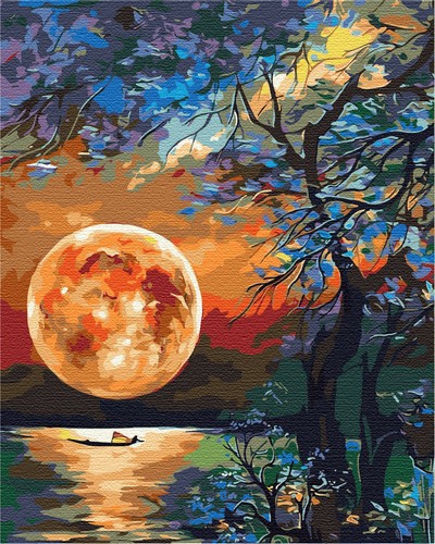 Mond über dem see malen - über,