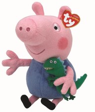 Ty George Pig Plüschtier 15 cm - Schorsch Kuscheltier mit Dino aus Peppa Pig