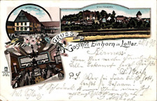 LITHO GRUSS AUS LOLLAR GIEßEN GASTHOF ZUM EINHORN 3 BILD COL. 1898 HESSEN