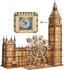 3D Holz Big Ben Puzzle Uhr Modell mit LED Licht & Riesenrad