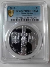1 oz 999 SILBER USA/ Totempfahl/ SIOUX INDIANER PP PCGS PR70DCAM! Rarität!