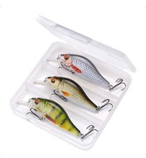 Wobbler Set mit Box 3 Stück Kunstköder Hardbait  Barsch & Hecht Angeln Köder