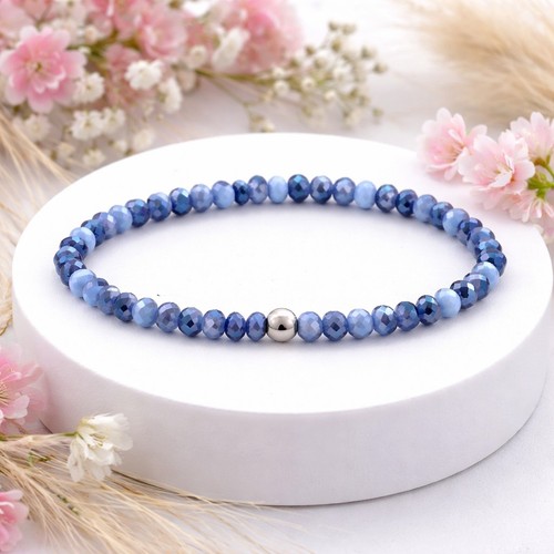 Blaues glasperlen armband - blaues,