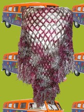 234✪ Hippie FlowerPower Fransen Häkel Poncho 60er 70er Jahre Boho bordeaux 