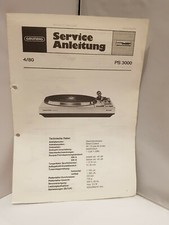 Service-Anleitung Manual GRUNDIG PS 3000 Plattenspieler Schaltplan Circuit 