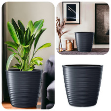 Blumenkübel Blumentopf Oval  Welleneffekt Übertopf Einsatz 2 Größen Anthrazit