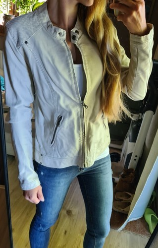 Kunstleder jacke creme beige - kunstleder,