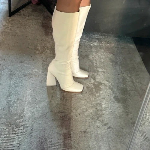 Weiße kniehohe stiefel - weiße,