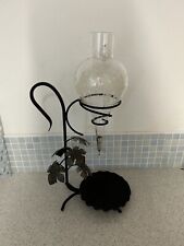 Vintage Weinbelüfter Ätzglas Schmiedeeisen mit Kupferblättern 