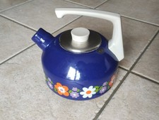 Vintage Wasserkessel Emailliert 60er 70er Jahre Prilblumen Flower Power Emaille