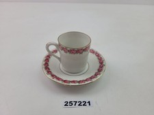 Espressotasse Mokkatasse Bienenkorb Porzellan Rosen Motiv Antik Goldrand #257221