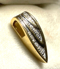 Eleganter 585 Gold 14 K Gold Gleiter Schieber Anhänger 12 Diamanten Juwelier