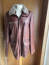 Herren Lederjacke Winter Braun Größe 52 Echtes Leder  Trapper