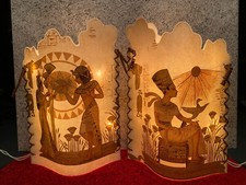 2 Dekolichter ägyptische Motive Lampenschirme handarbeit