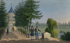 LEIPZIG - Richters/Gerhards Garten -  kol. Umrissradierung um 1840