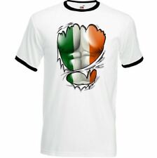 Zerrissen Irland Flagge Herren Irisch Tricolor T-Shirt st Patricks Tag Rugby Fu