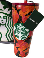 Starbucks BUSINESS Tumbler Thermobecher Edelstahl Herbstblätter NEU SKU 16oz
