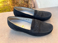 Mod. Waldläufer Slipper m. Applikationen - Leder Gr. 5 - 38 Weite H Schwarz