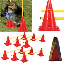 Hürden Steckhürdenset Steckhürden-Set mit Stangen Agility Hürde Kegel 12 Kegel