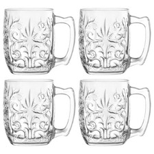 Set 4 Stück Gläser mit Griff Groß Krug Glas Tasse für Bier 430 ML