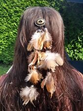 Boho Hippie Feder Haarschmuck - Indianerschmuck - 2 Stränge, Länge 24cm