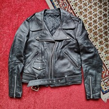 Vintage Biker Lederjacke 70er XS Schwarz