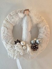 ?Shabby Chic Weihnachtskranz Wandkranz Engel Spitze Zapfen Deko Handarbeit