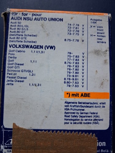 Ate bremsbeläge vorne audi - ate,