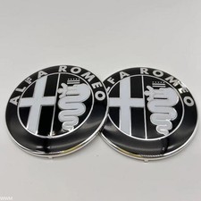 2 Stück 74mm For ALFA ROMEO Scudetto Emblem 147/156/159/166 Schwarz Chrom ！