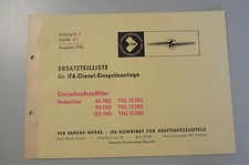 BARKAS=Ersatzteiliste IFA Diesel Einspritzanlage Katalog Nr.8 Heft 8/1 Ausg.1970
