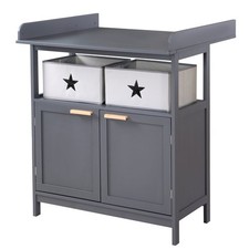 roba Wickelkommode Hamburg - Wickeltisch Türen & 2 Stoffboxen - Holz Anthrazit