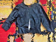 vintage schwarz seide Spitzenoberteil Cropped Top XS/S