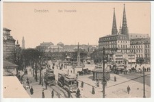AK  Dresden  ,   Der Postplatz mit Straßenbahn    sehr alt !