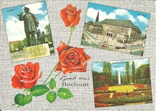 AK Bochum - Kuhhirte-Denkmal, Rathaus, Rosengarten - 1970 gel. mit Werbestempel