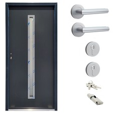 Ausstellungstür #TS08 Stahl Nebeneingangstür mit Zarge NBT56 DIN Links 90x200 cm