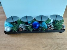 Adventsgesteck Adventskranz Tischschmuck Weihnachtsdeko länglich Metall