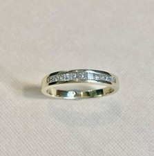 9Ct Yellow Gold Princess Cut Half Eternity  Diamond Ring Sz 5