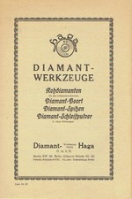 Diamant Haga Berlin Prospekt Diamantwerkzeuge um 1913