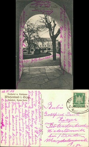 Ansichtskarte wiesenbad - ansichtskarte,