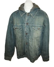 Vintage Lee Dungarees Herren Sherpa Jeansjacke Teddyfell Denim Gr 2XL